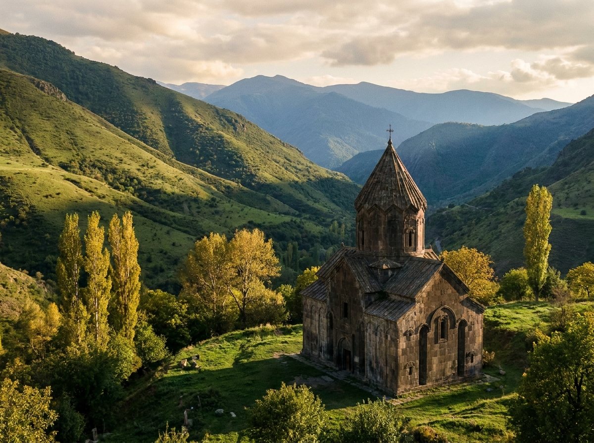Mountains and a monastery in Armenia